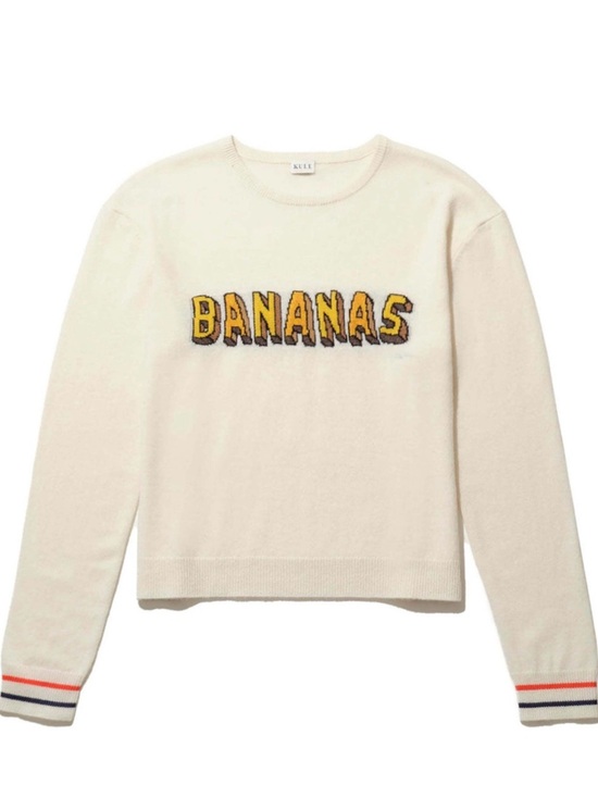 KULE Sweaters - KULE Cream Crewneck Sweater with Yellow BANANAS Graphic